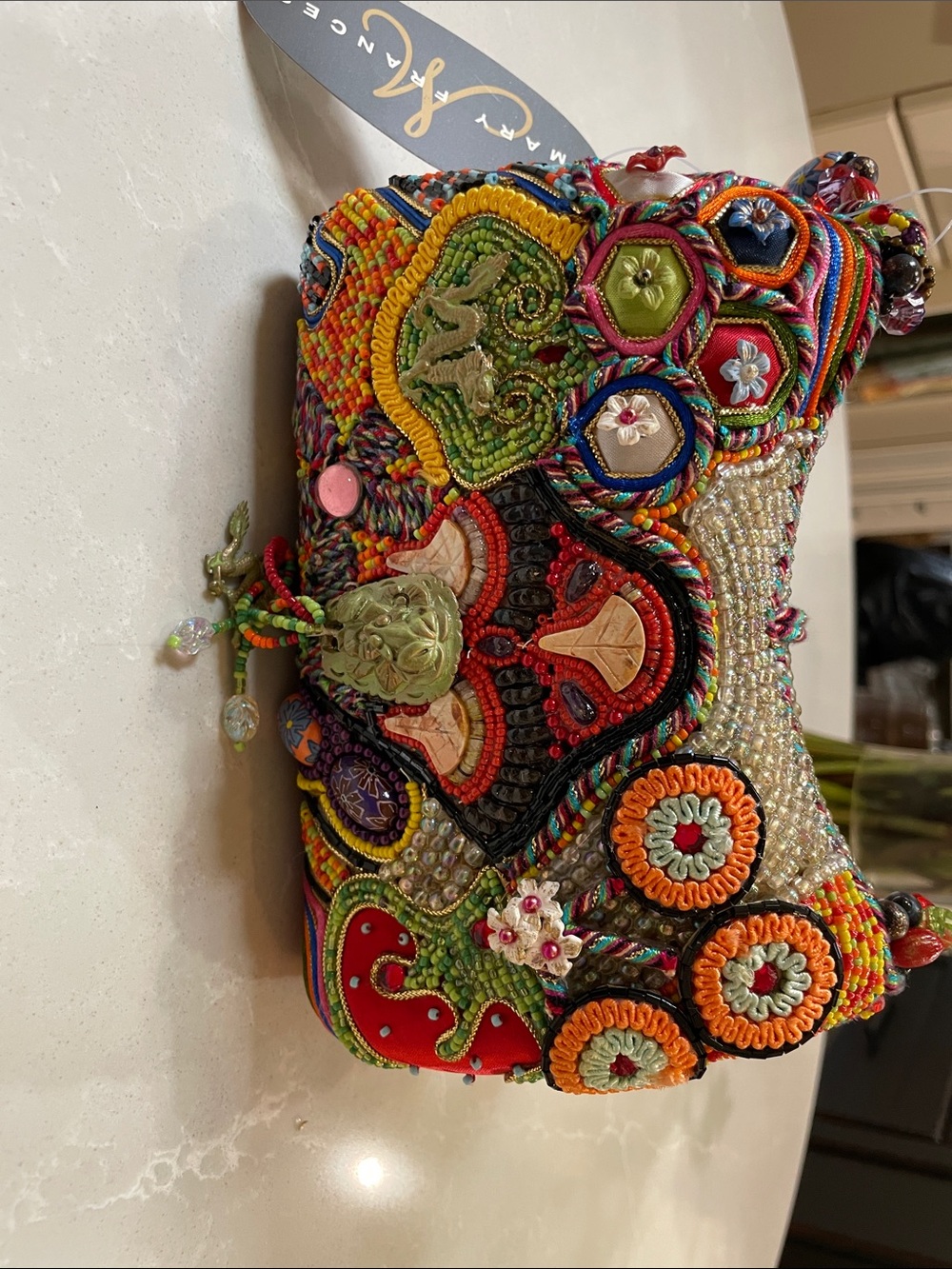 Vintage with Tags Mary Frances Embellished Multicolor Beaded Clutch